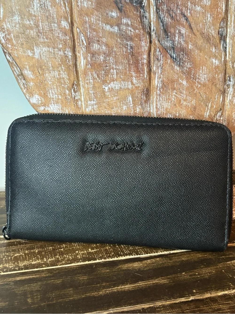 Betsey Johnson Black Zip-Around Wallet